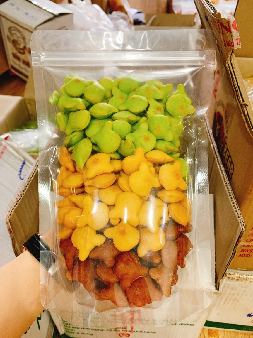 Bánh gấu nhân kem LIÊN HƯNG túi 500gram mix 3 vị truyền thống ăn vắt siêu ngon