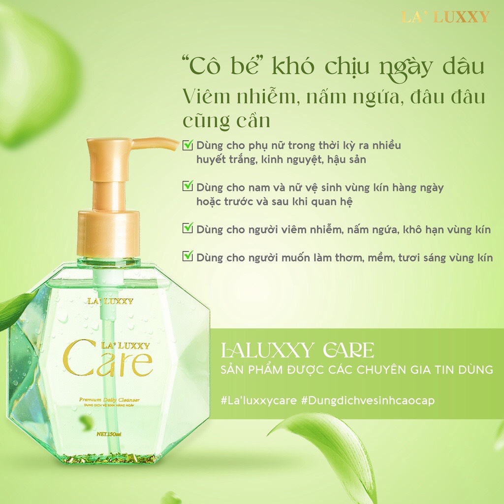 (CHÍNH HÃNG- KÈM QUÀ ) Dung dịch vệ sinh có vàng non La Luxxy Care Dr Lacir- 150ml- Tặng 3 hộp nước hoa vùng kín Las