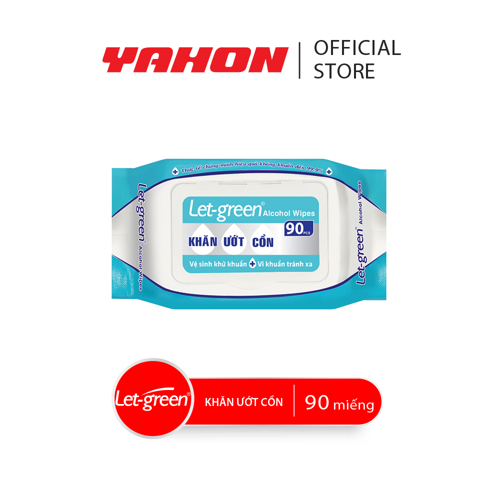 Bao khăn ướt cồn let-green, 90 miếng/bao