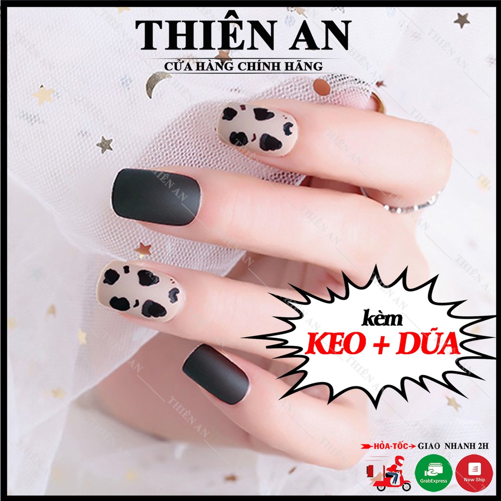 Bộ 24 móng tay phom ngắn thiết kế thời trang cá tính có thể sử dụng lại R129