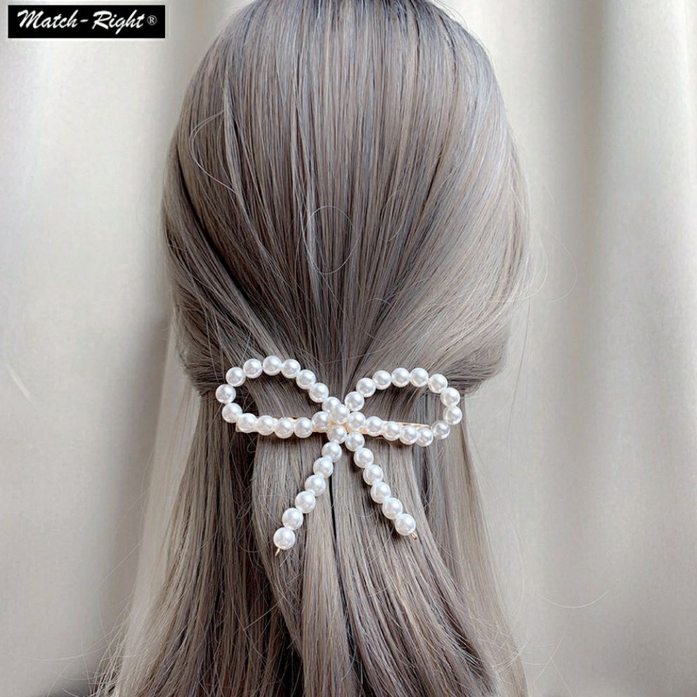 [HCM]Kẹp tóc ngọc trai hình nơ