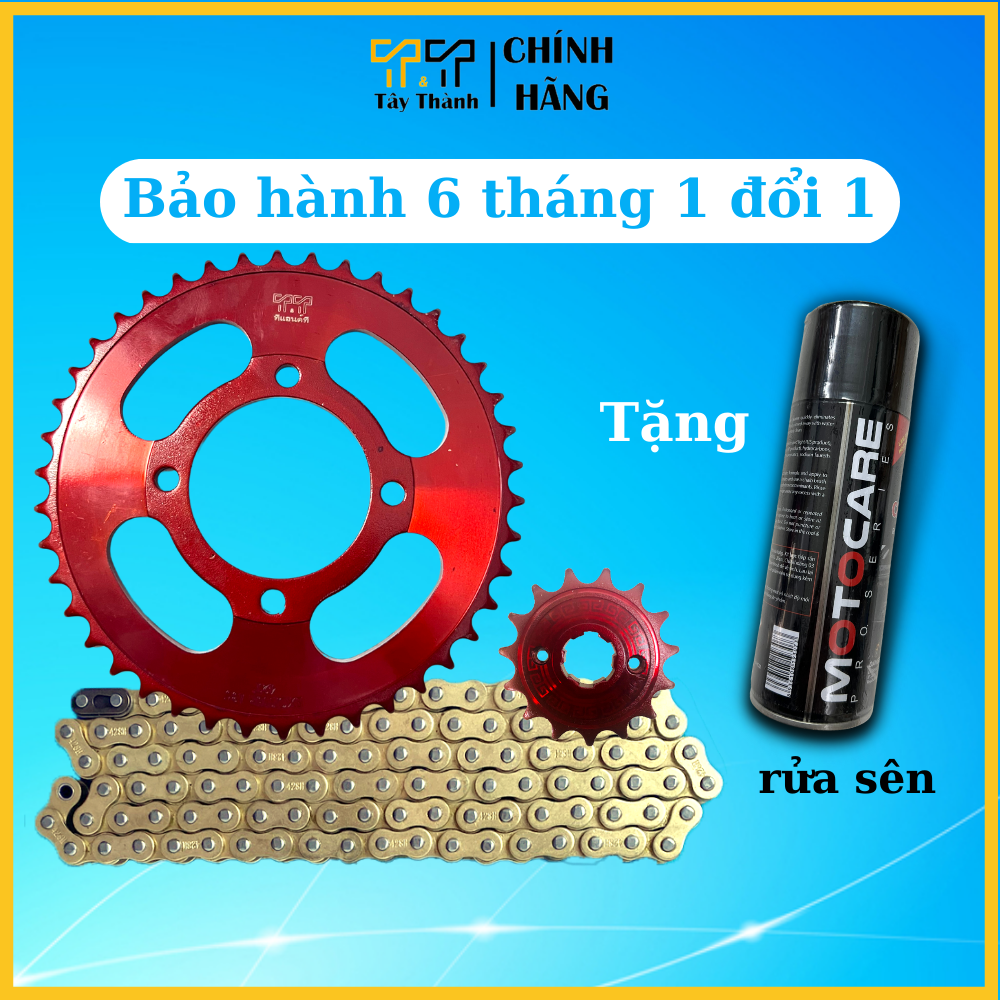 Nhông sên dĩa Yaz / Exciter 135, màu vàng, thông số 42T-14T, chất liệu thép SCM cao cấp, xuất xứ Thái Lan, bảo hành 6 tháng - T&T Tây Thành Shop chuyên nsd yaz