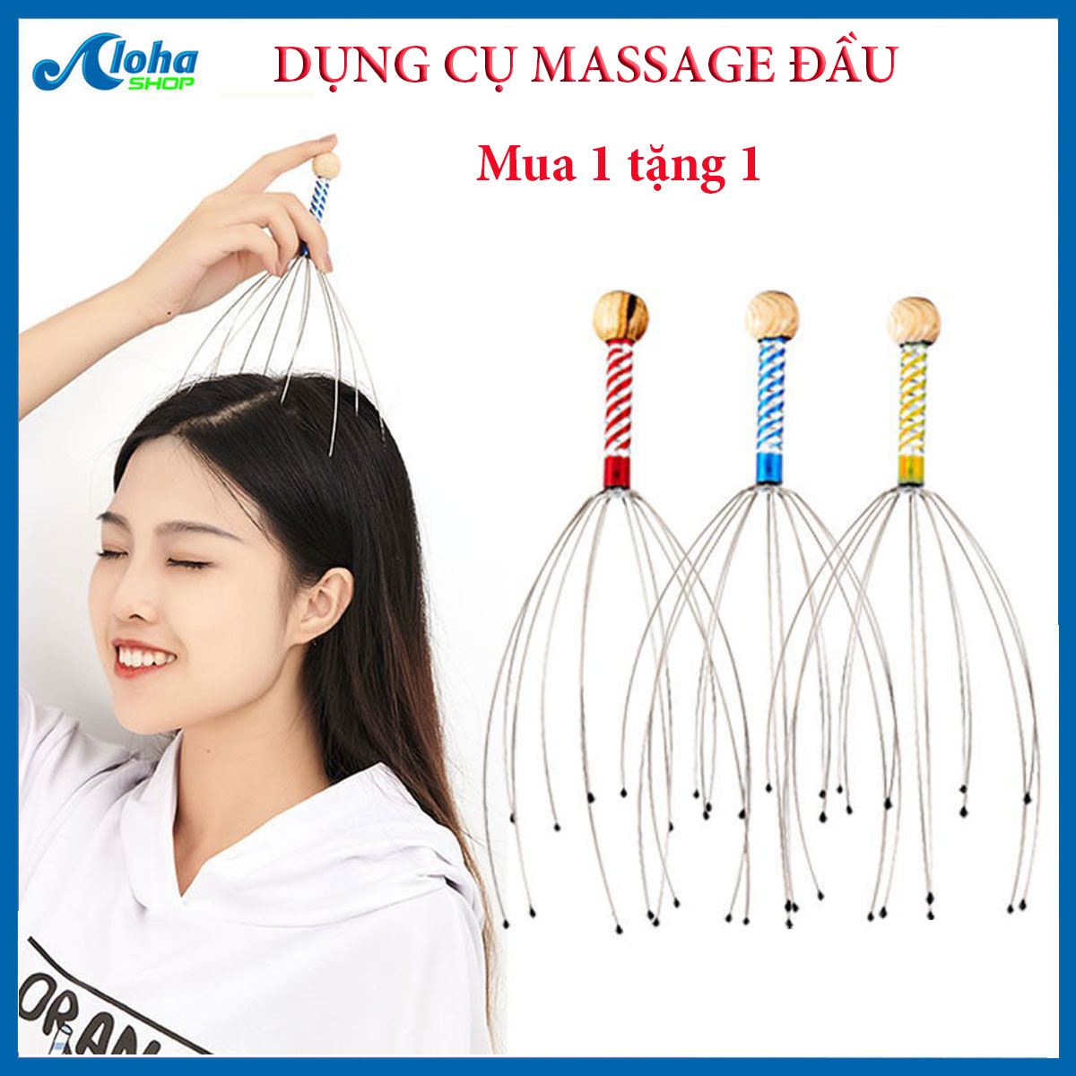 Cây Massage Đầu Bạch Tuộc Thư Giãn Head Massager