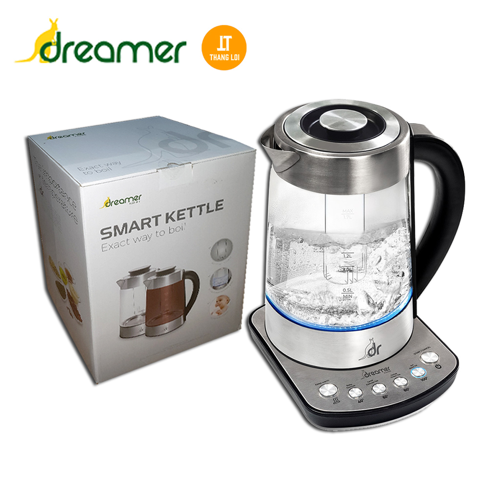Bình đun nước thông minh Dreamer DK-S17 - Ấm siêu tốc thủy tinh thông minh điều chỉnh nhiệt độ mong muốn