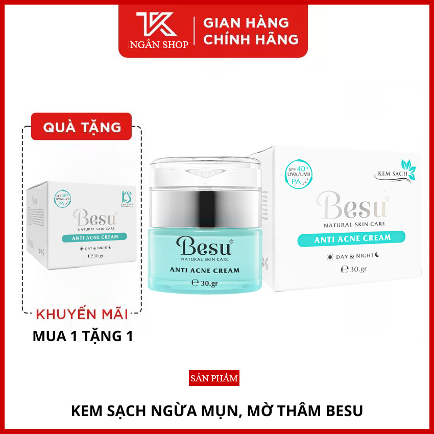 Kem dưỡng trắng da ngừa mụn mờ thâm kháng viêm kem dưỡng cho da mụn Besu kem sạch cao cấp chính hãng, giúp trẻ hóa làn da sạch mụn, kem mụn dưỡng da rất lành tính T23 - TKNGANSHOP.COM
