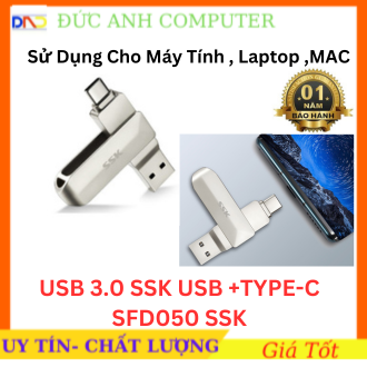 USB 3.0 SSK USB +TYPE-C SFD050 SSK Sử Dụng Cho Máy Tính , Laptop ,MAC
