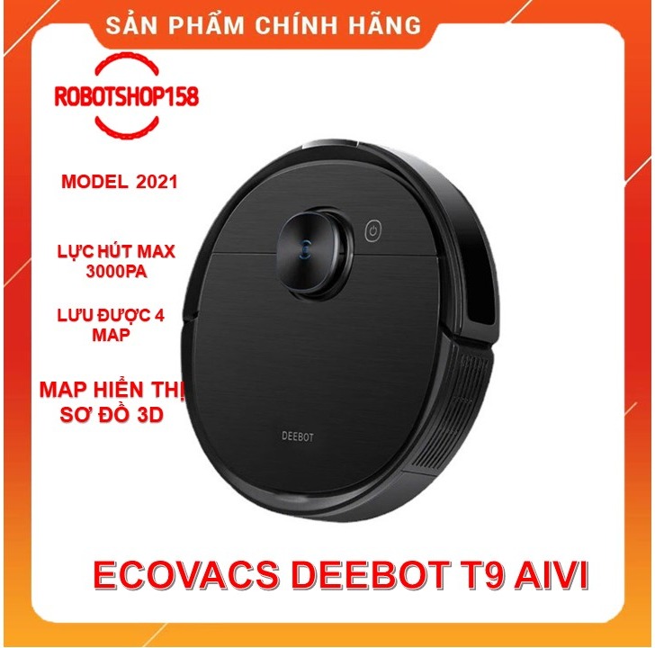 Robot hút bụi lai nhà ecovacs deboot t9 aivi- lực hút max 3000pa- hàng mới nguyên seal 100%-tặng app ecovacs home