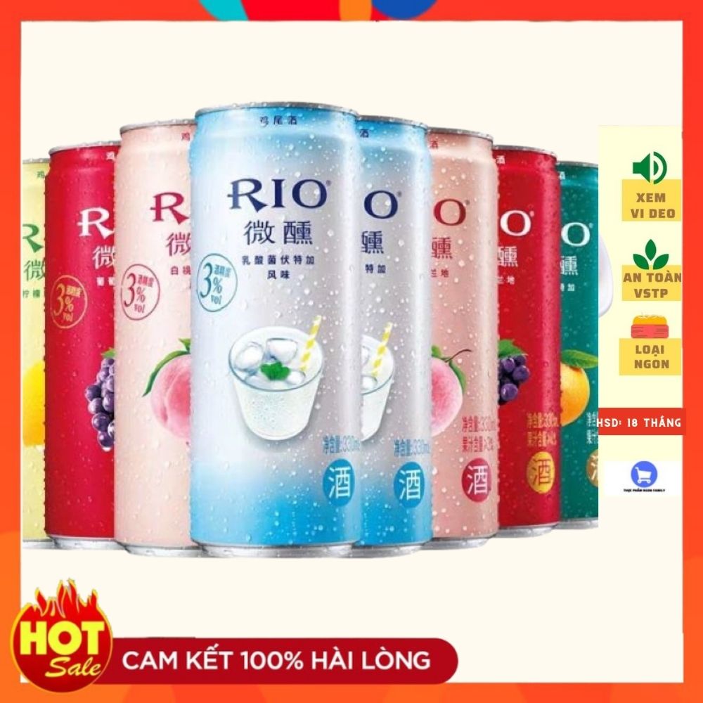 Lon nước cocktail trái cây lên men Rio Light/ Rio lon 330ml 10 vị
