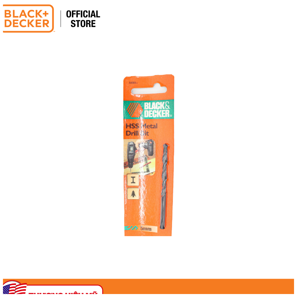 BLACK+DECKER - A8069 Mũi khoan sắt HSS 5mm