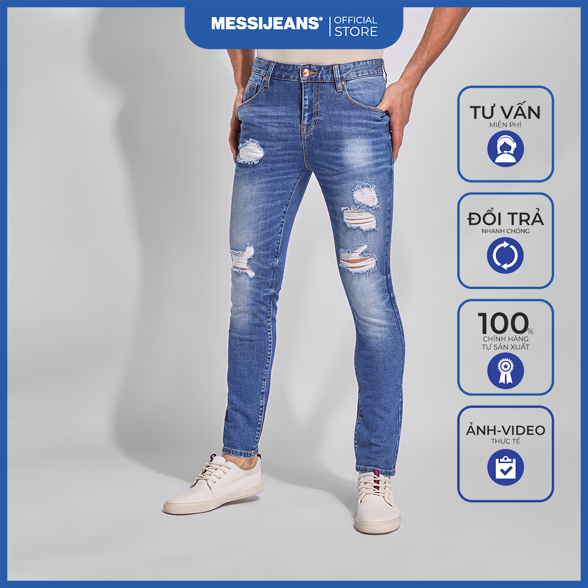 Quần Jeans Nam Dài Ống Ôm MESSI SJM-767-18