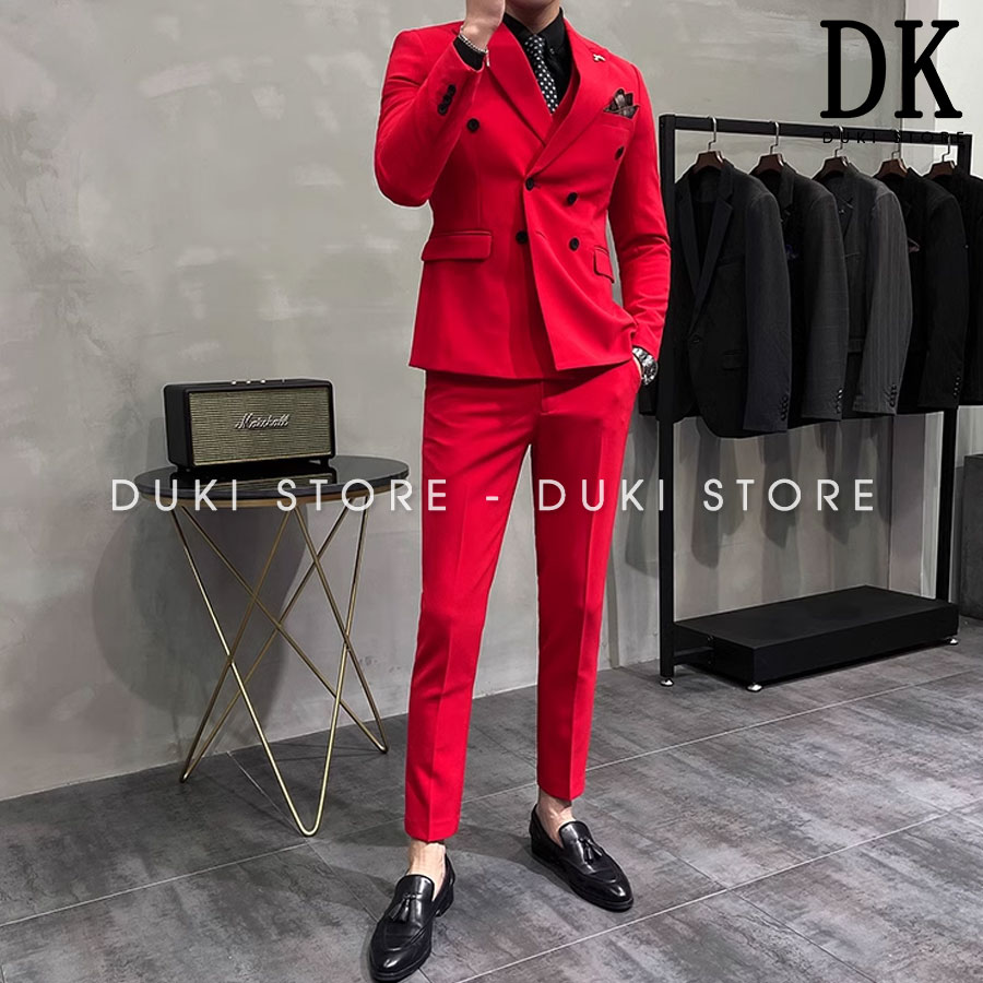 Bộ vest nam 6 cúc màu đỏ cực sang dke0091 - duki store