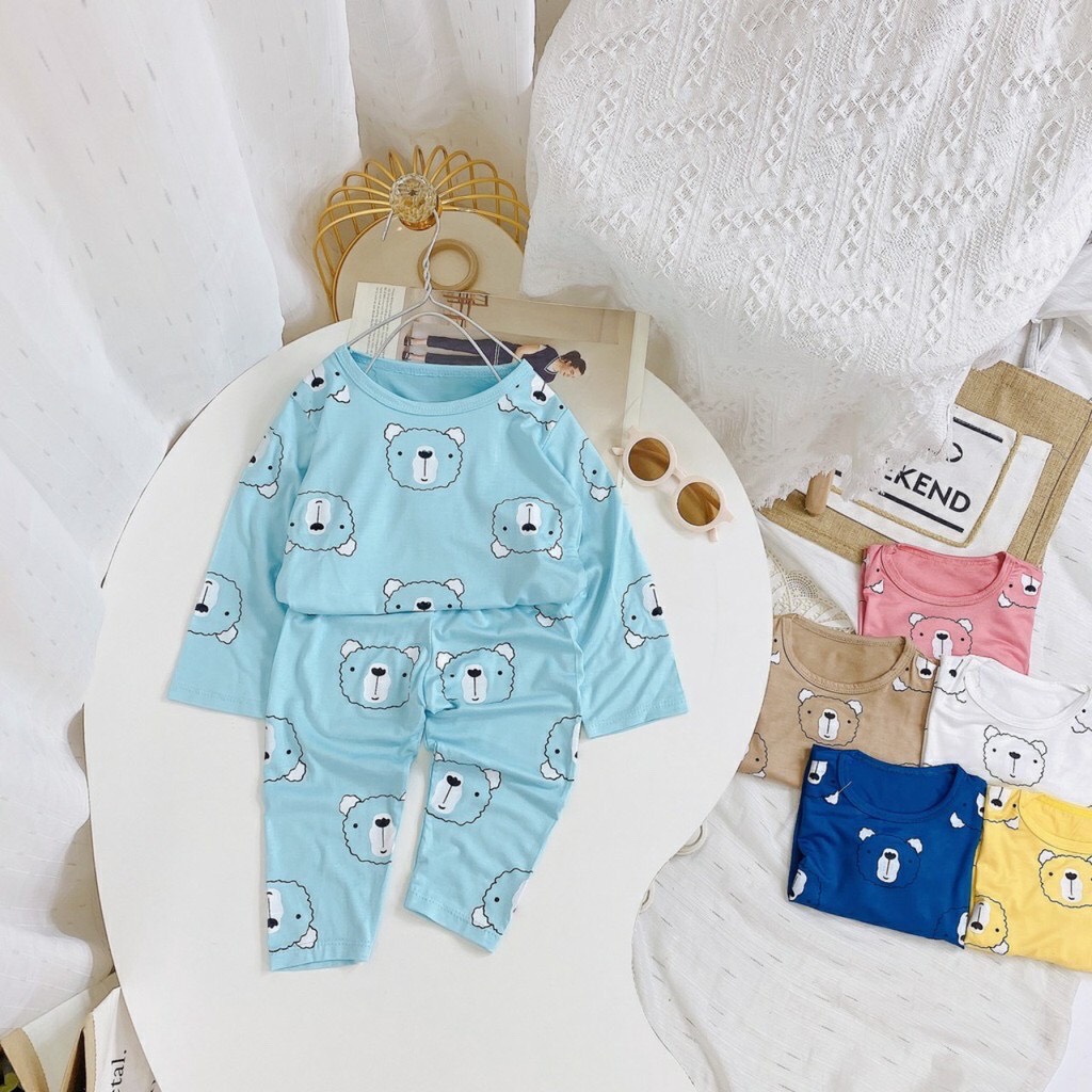 Đồ bộ quần áo dài tay cho bé hình mặt gấu, có mặt gấu to, gấu nhỏ BT07 cho bé 7-18kg