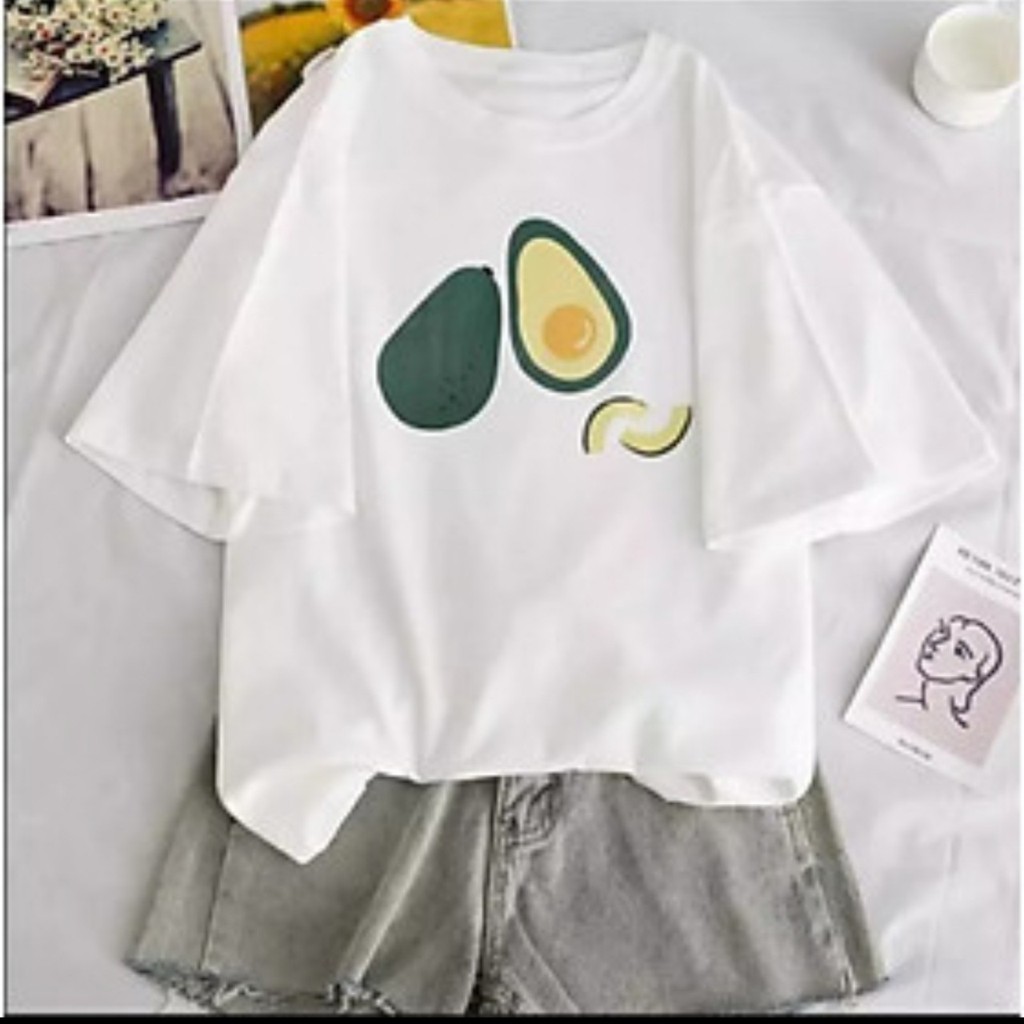 Áo thun tay lỡ unisex froom rộng, áo phông in hình quả bơ cute - p22