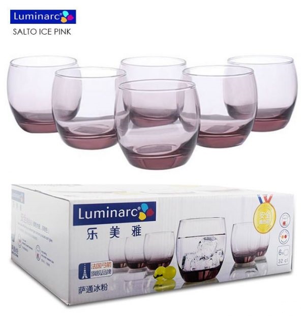 Bộ 6 ly thủy tinh thấp luminarc salto ice pink 320ml j5386