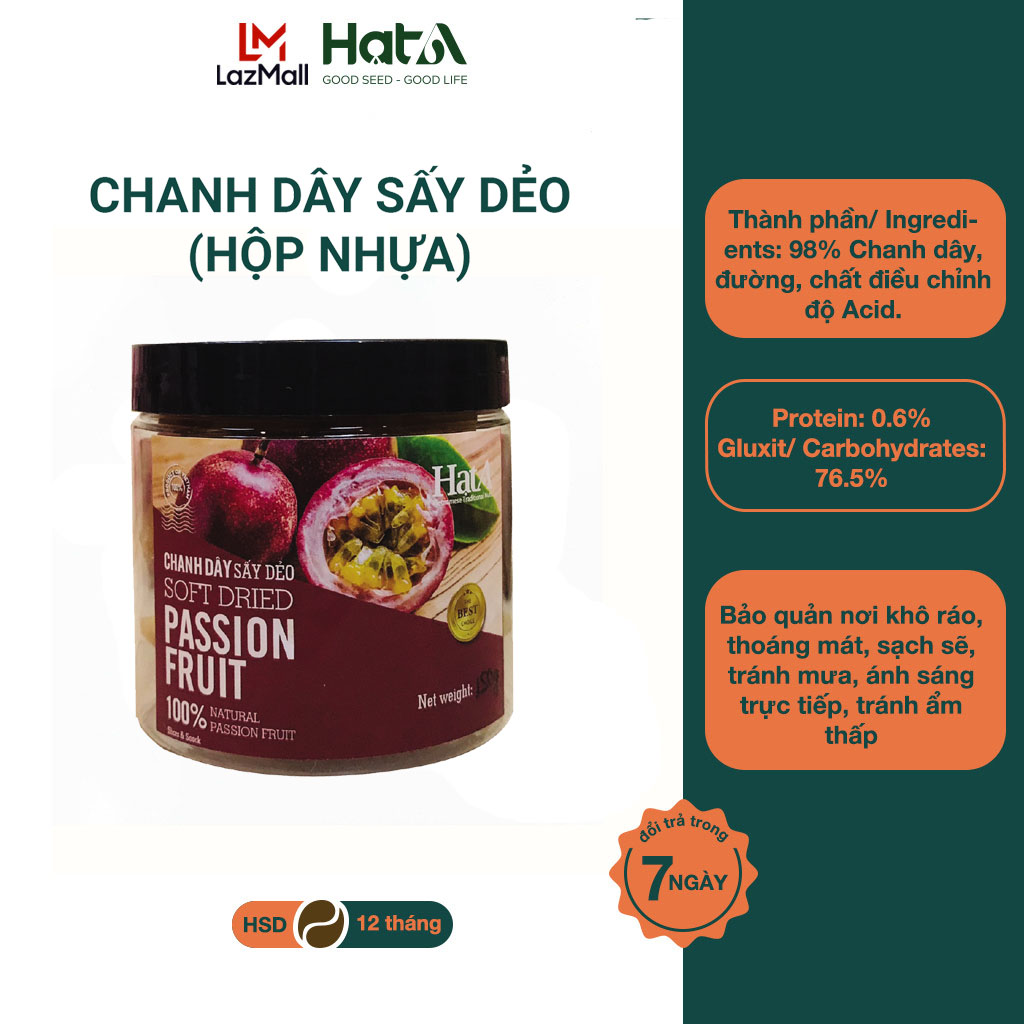 Chanh dây sấy dẻo dạng hộp, thái miếng ăn liền, 100% vị ngọt tự nhiên Bổ sung Vitamin A, C giàu dinh dưỡng 200g