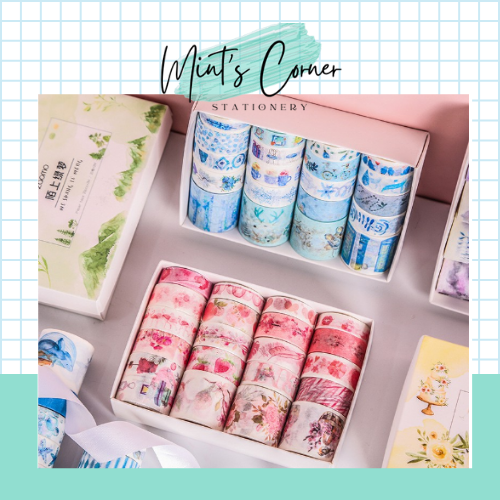 Hộp 20 Cuộn Băng Keo Washi Tape - Giấy Họa Tiết Cổ Điển Dùng Để Trang Trí