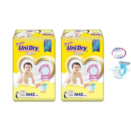 Freeship [Tặng 8 miếng cùng loại] Combo 2 Bịch Tã Dán Siêu Thấm Unidry Size  M42 - L38 - XL34