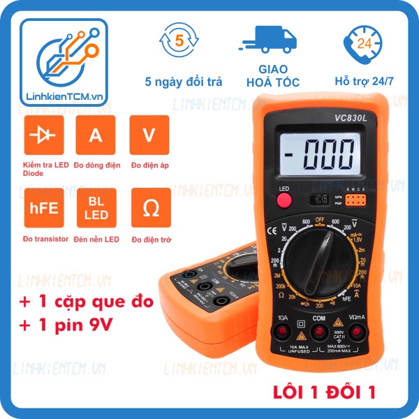 Đồng hồ đo điện đồng hồ vạn năng điện tử giá rẻ VC830L Đo đa chức năng có đen LED nền