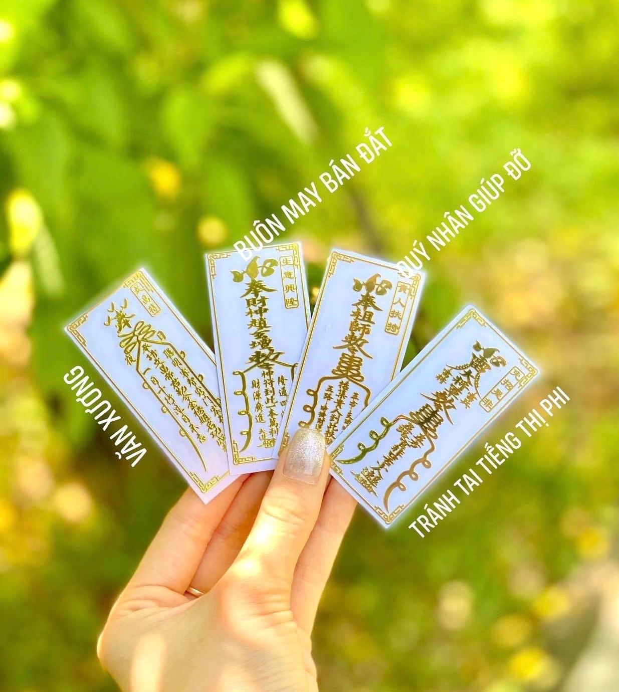 Bộ 4 linh phù - qúy nhân phù trợ + văn xương - đỗ đạt + tránh tai tiếng thị phi + buôn may bán đắt - miếng dán điện thoại tài lộc may mắn bình an - hình dán linh phù dán điện thoại