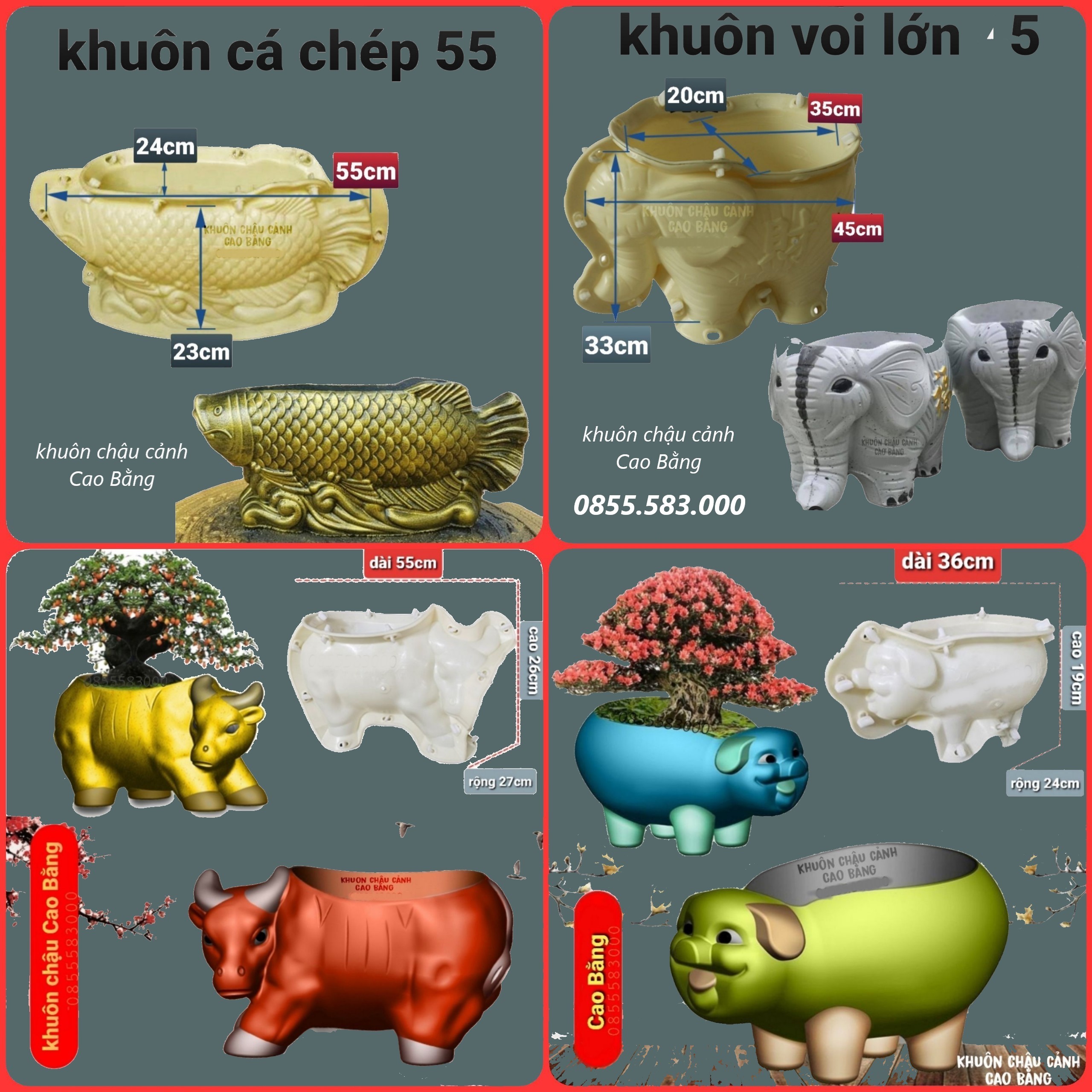 Khuôn đúc chậu cảnh hình con vật (khuôn chậu ABS siêu bền)