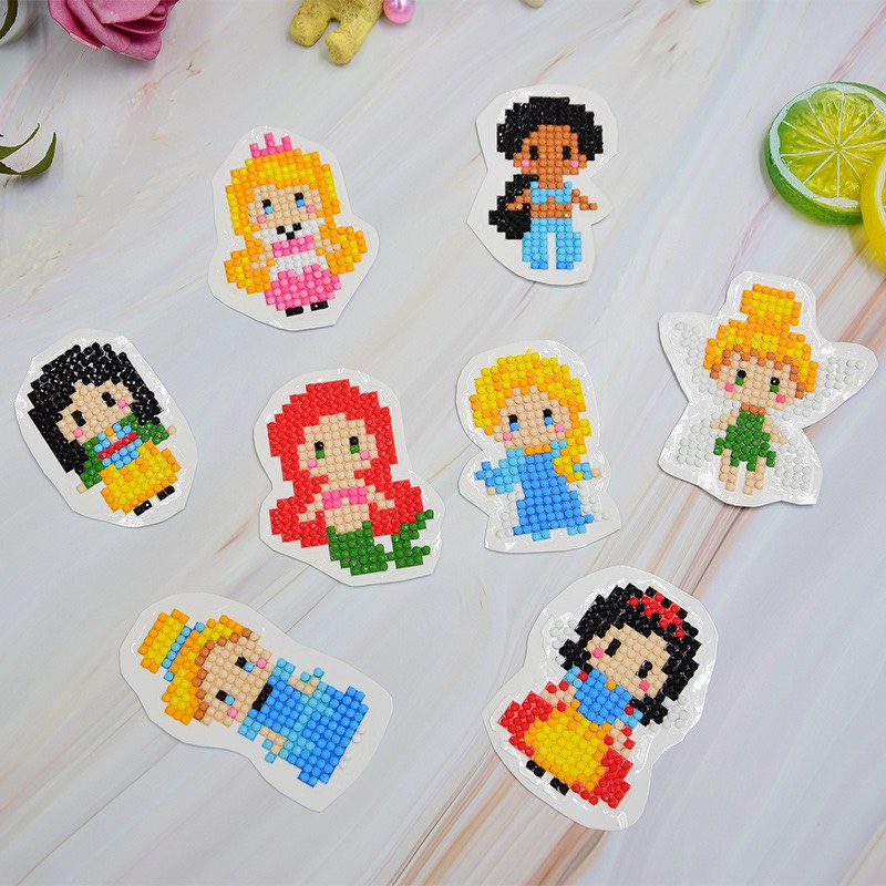Sét 4 tranh đính đá sticker DIY cho bé, sét 4 tranh đính đá thủ công siêu dễ thương cho bé