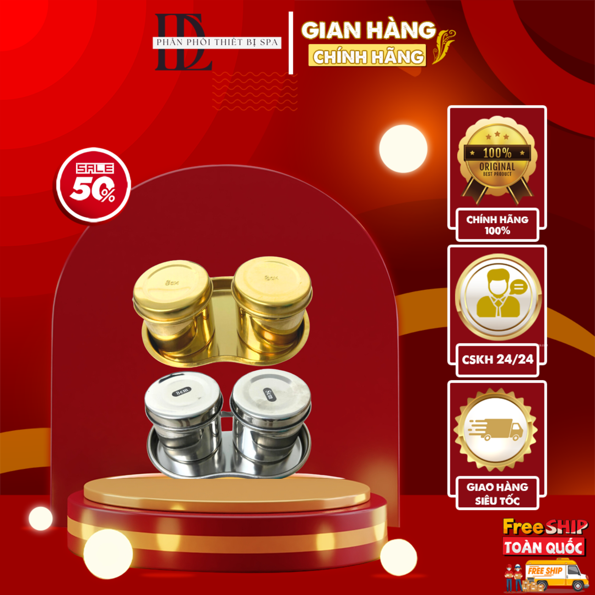 Khay hạt đậu và hũ đựng ninox phun xăm - spa - tmv