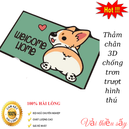 Thảm chân 3D chống trơn trượt hình thú ngộ nghĩnh siêu cute (GIAO NGẪU NHIÊN)