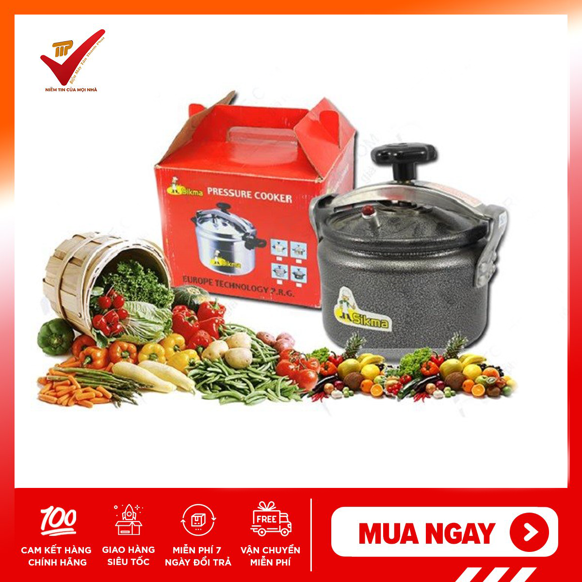 Nồi áp suất dùng cho bếp ga , bếp điện và bếp hồng ngoại Sikma 24cm SK-24