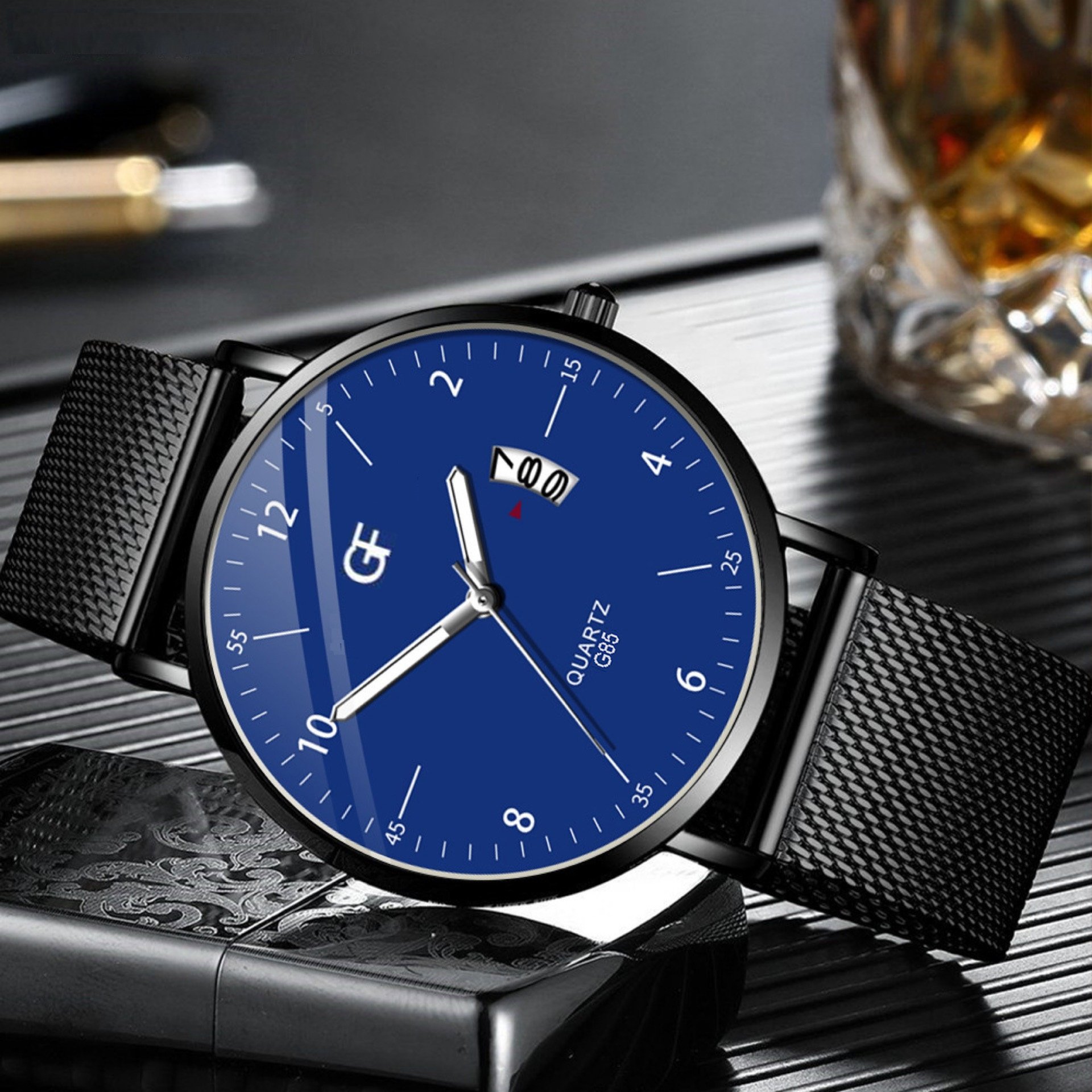 Đồng hồ nam ECONOMICXI dây thép lụa đen chạy lịch ngày - Mẫu Thiết Kế Giới Hạn GAZ9