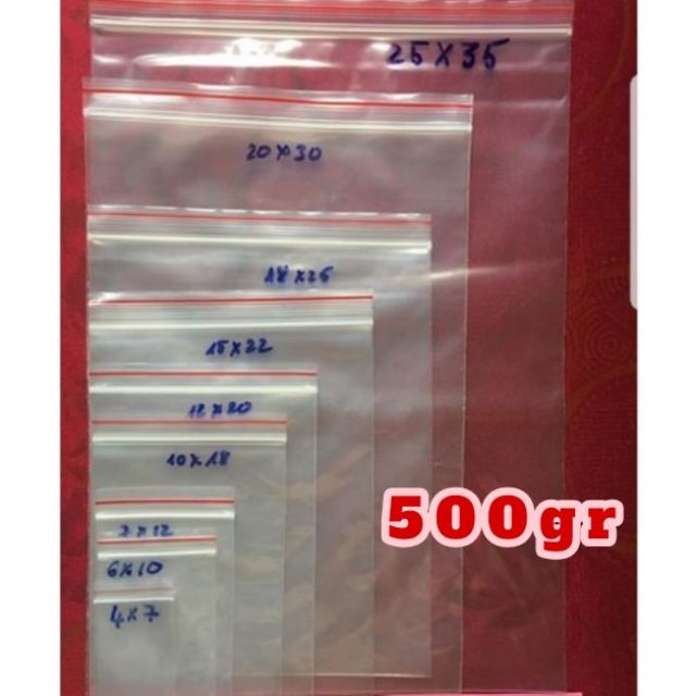 500gr túi zip viền đỏ các size