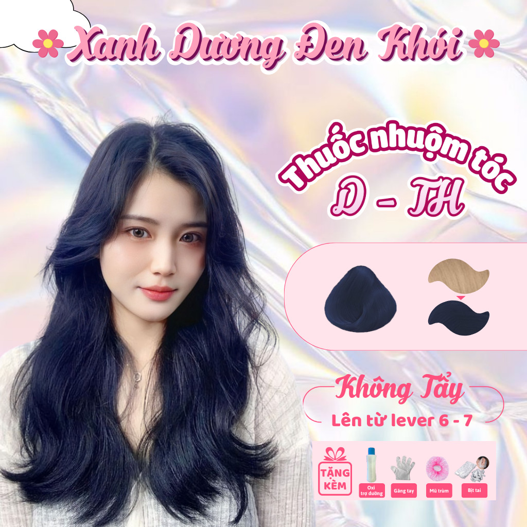 Thuốc Nhuộm Tóc Màu XANH DƯƠNG ĐEN KHÓI,XANH ĐEN KHÓI Thuốc Nhuộm Tóc Tại Nhà Tặng Kèm Phụ Kiện Nhuộm Tóc