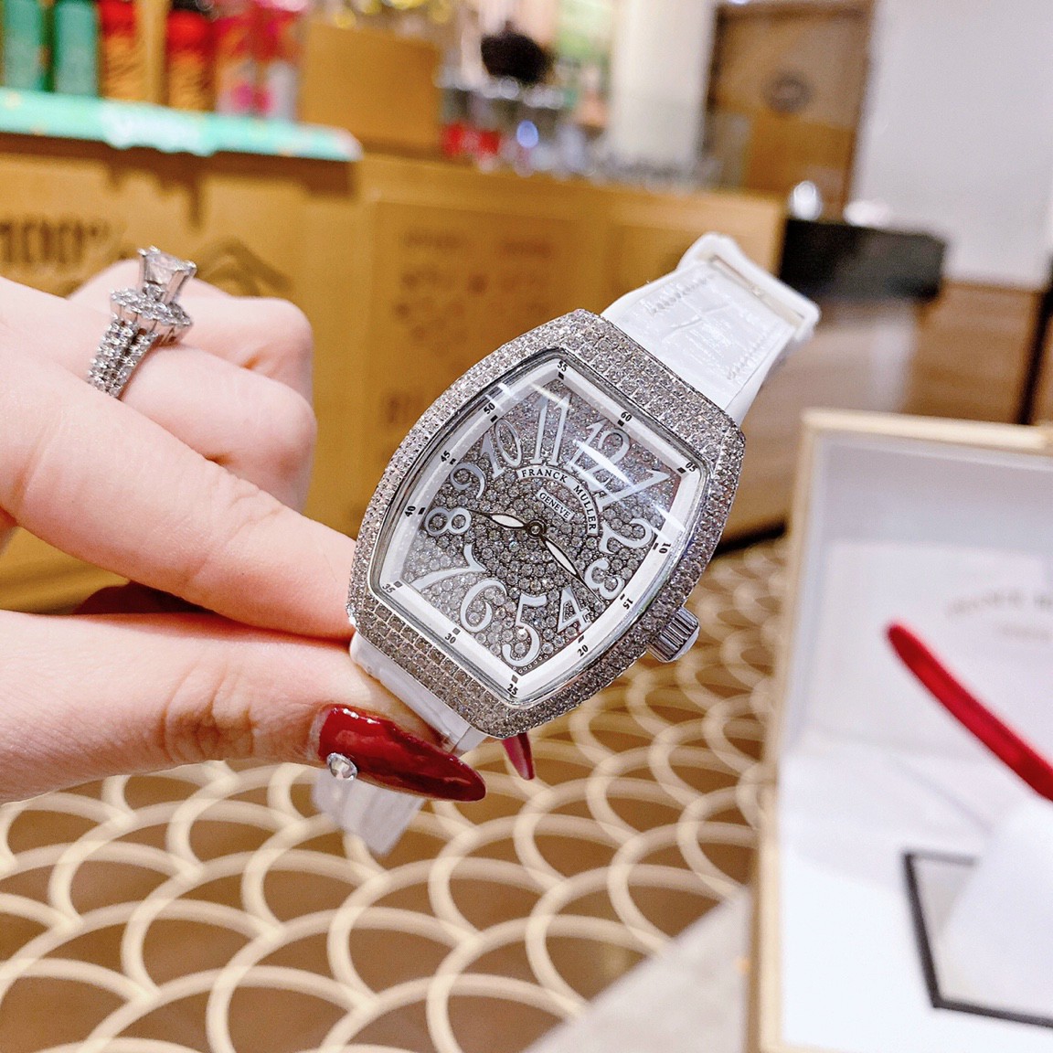 Đồng hồ nữ dây da franck muller fm5855 fullbox, chống nước, đồng hồ nữ cao cấp