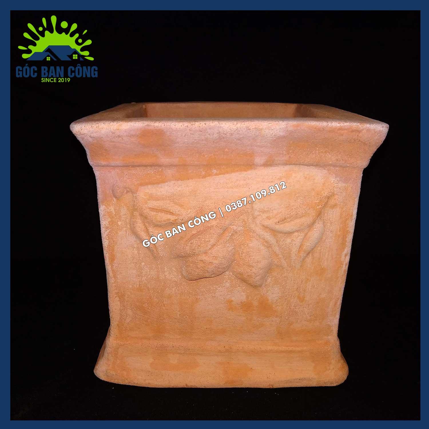 Chậu đất nung vuông mini trồng cây để bàn, sen đá, bonsai mini