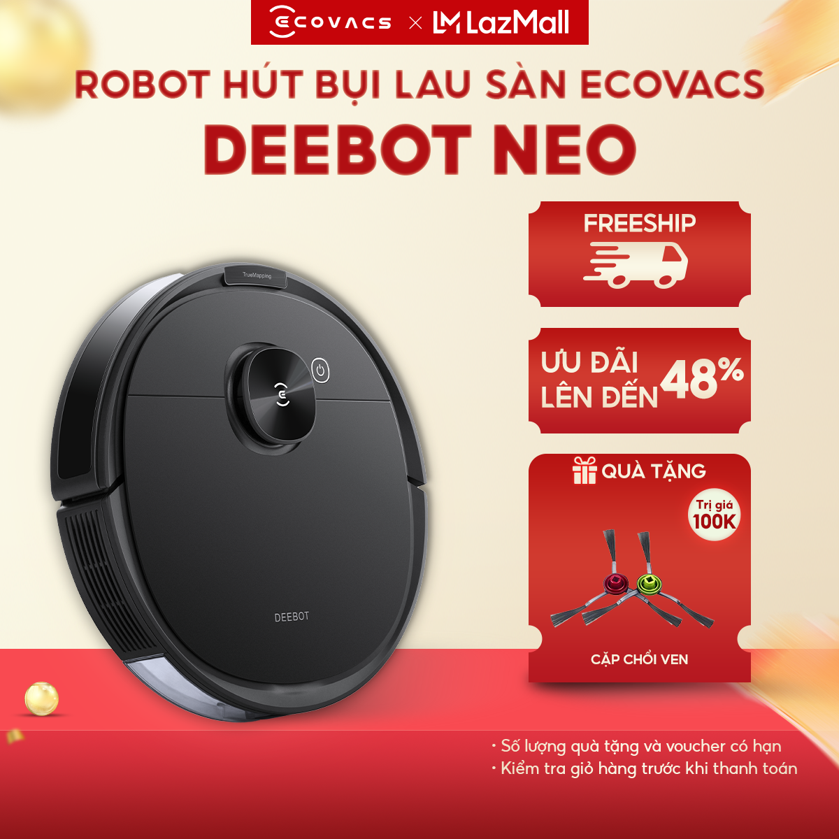Robot hút bụi lau nhà thông minh Ecovacs Deebot NEO _ Bản Quốc Tế _ Hàng Chính Hãng