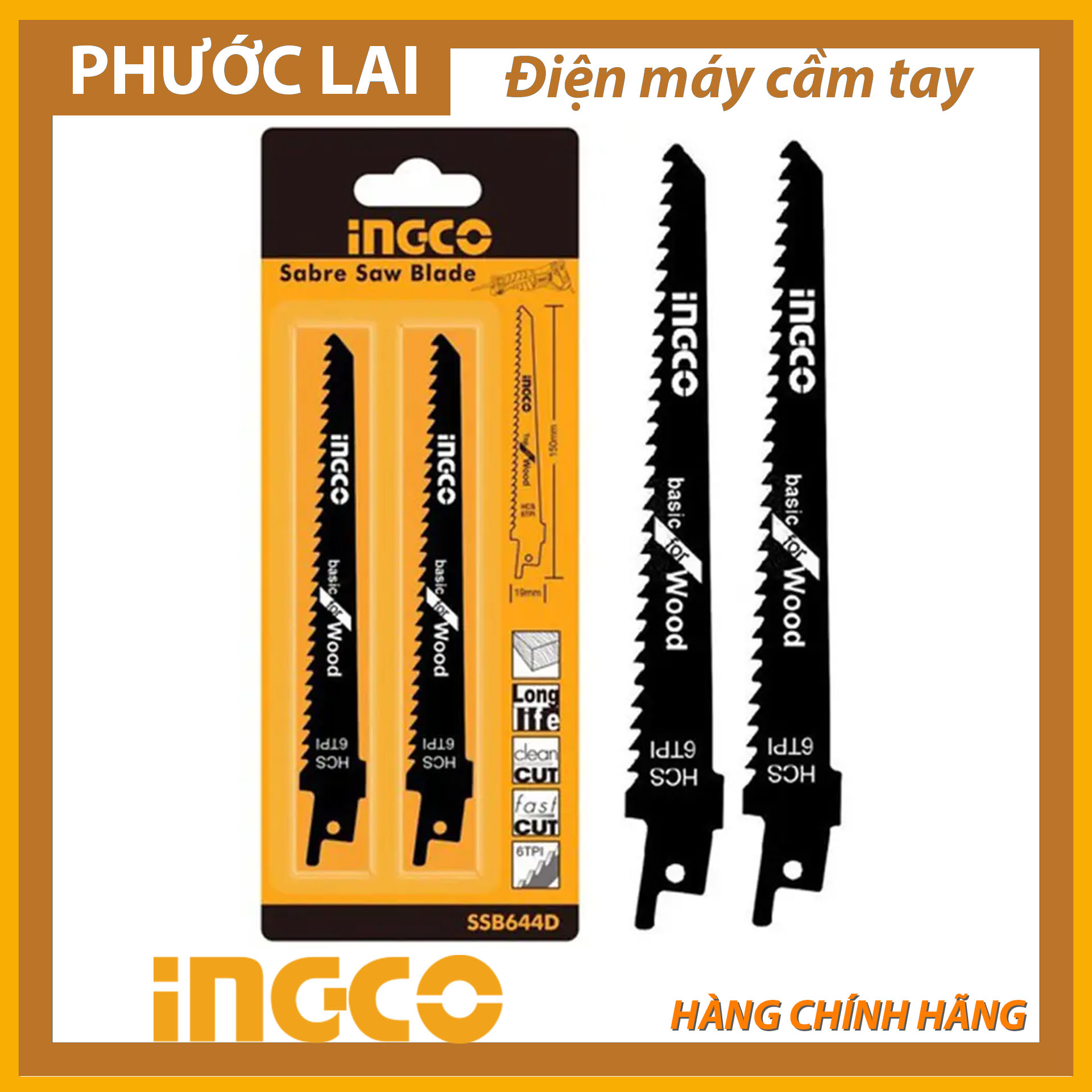 Bộ lưỡi cưa kiếm 2 cây chính hãng ingco ssb644d