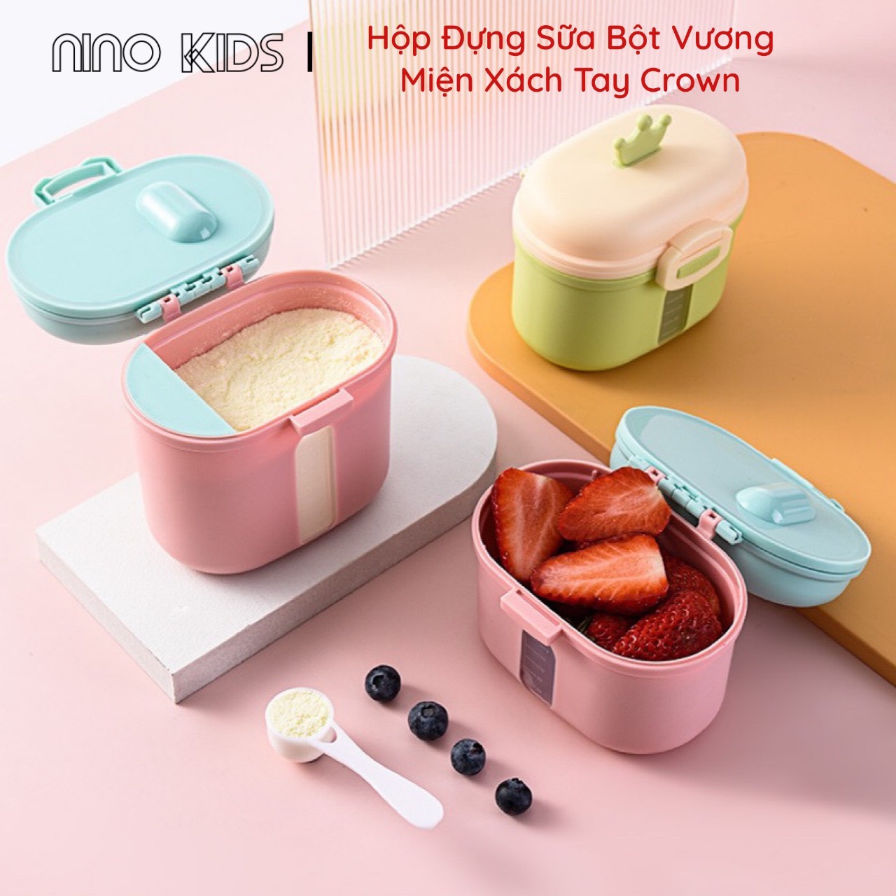Hộp Đựng Sữa Bột ,Đồ Ăn Dặm ,Chia Sữa-Bảo Quản Sữa Chống Ẩm Cao Cấp Hình Vương Miện Hãng Baby Crown