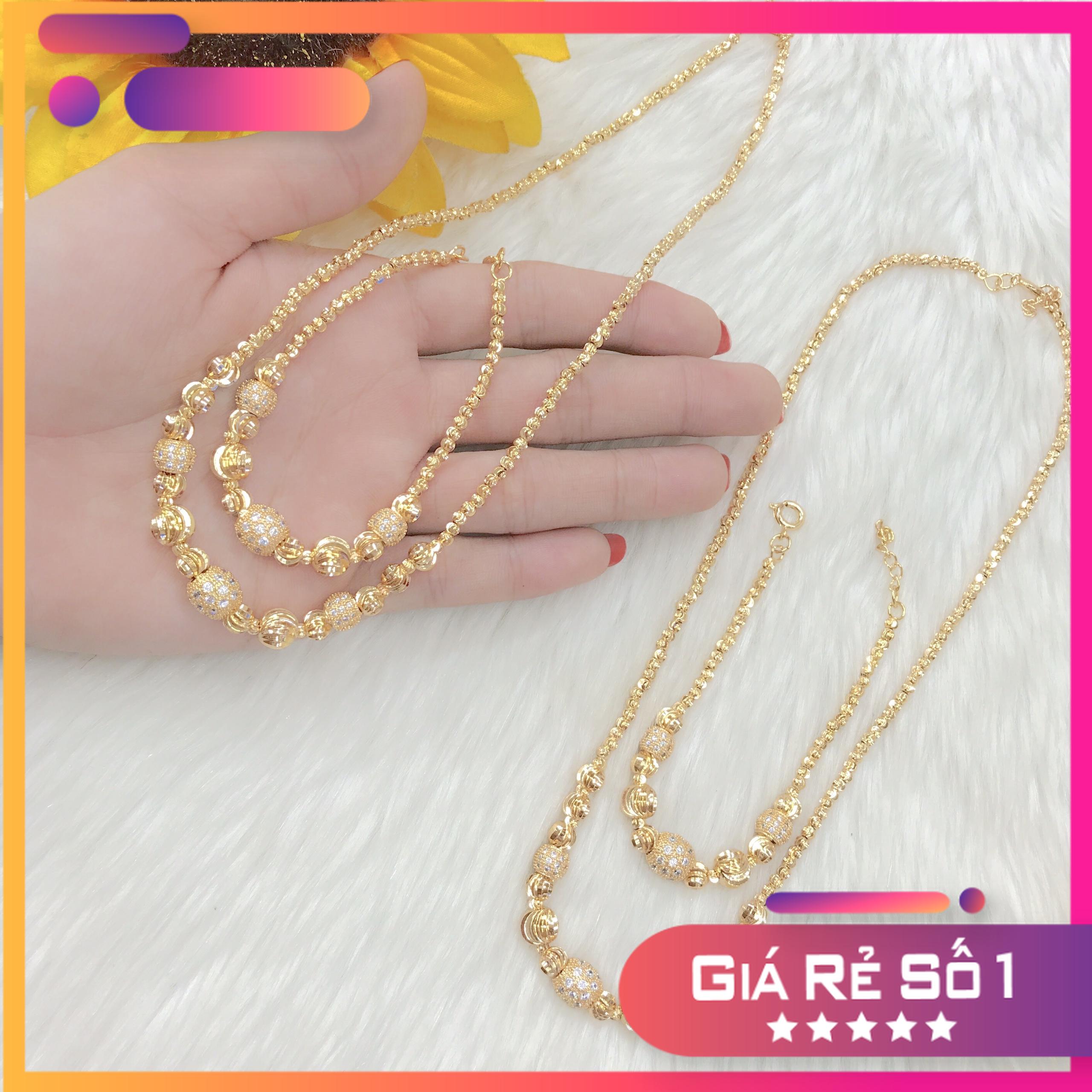 Combo dây chuyền lắc tay bi xoàn mạ vàng 18k cao cấp !