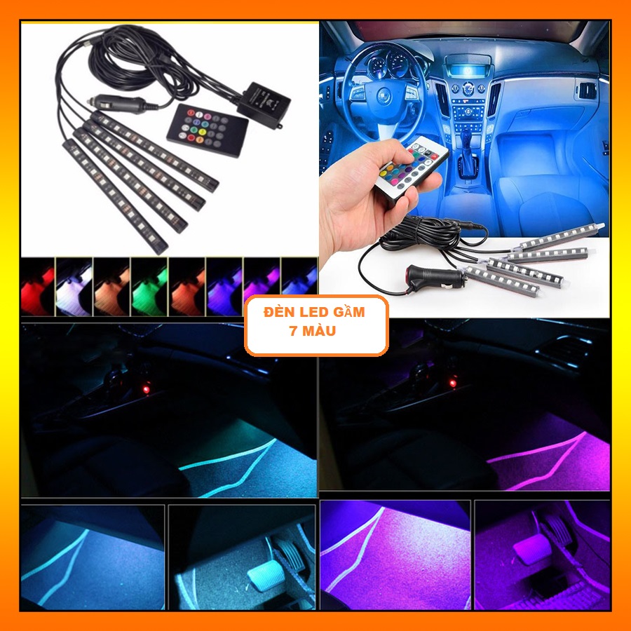 Đèn Led 7 Màu Cảm Ứng Thao Nhạc Trên Ô Tô {Bảo hành 6 tháng}- đèn led gầm ô tô