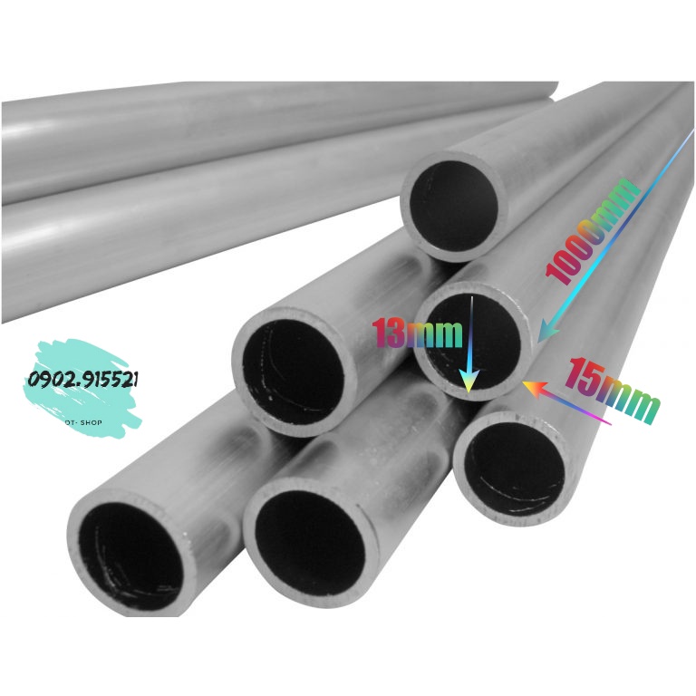 Ống nhôm phi 15mm lỗ trong 13mm dày 1mm