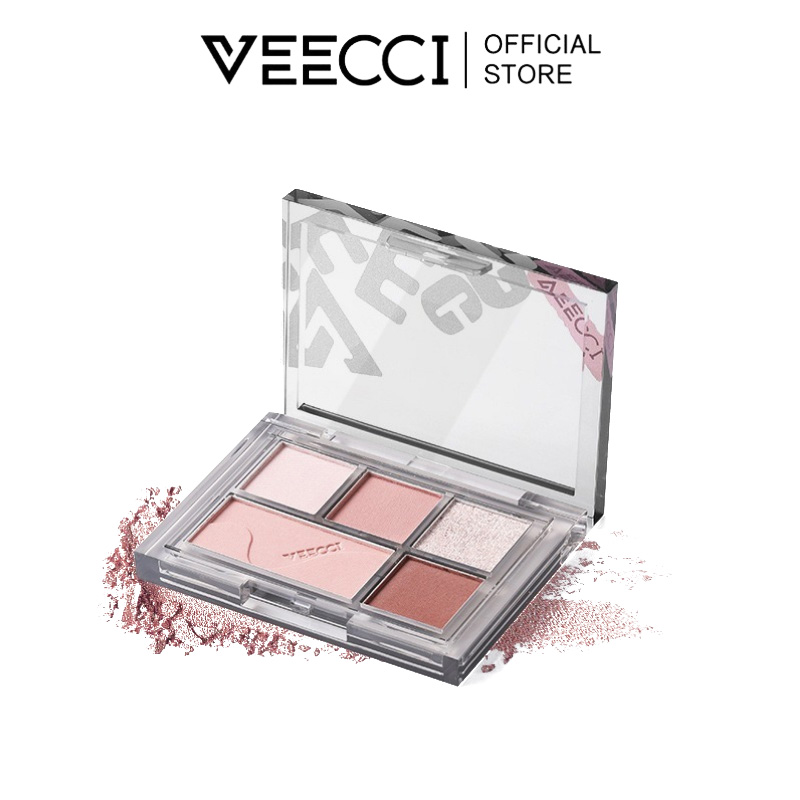 VEECCI Bảng Phấn Mắt Năm Màu Ánh Ngọc Trai Lấp Lánh Tông Đất Cho Người Mới Bắt Đầu