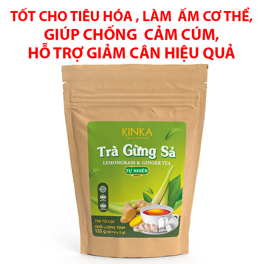 Trà Gừng Sả Túi Lọc 120g - Giúp Giảm Cân Hiệu Quả  - Làm ấm cơ thể, chống cảm cúm