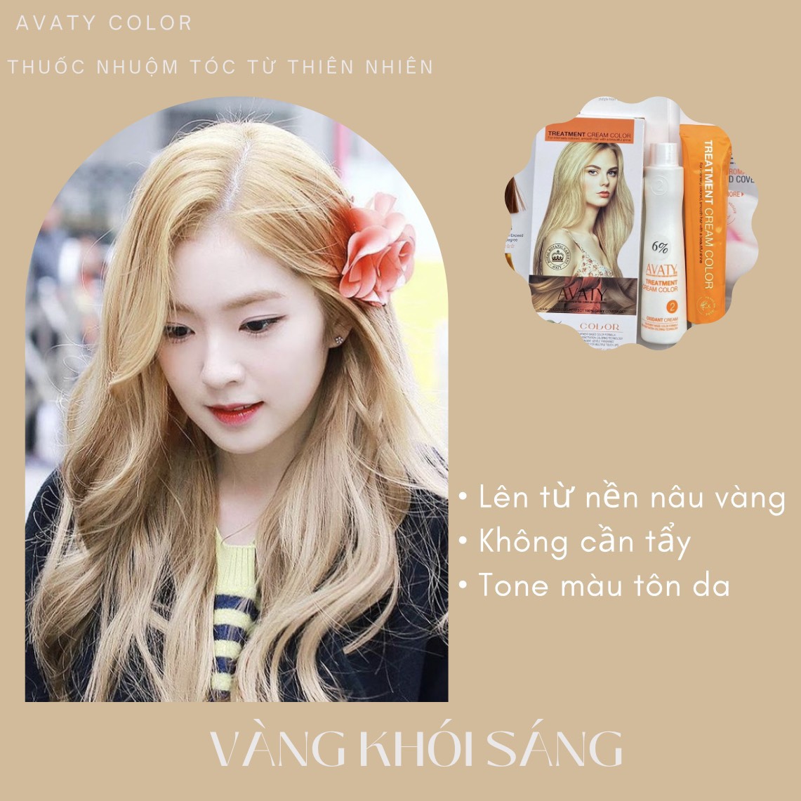 Thuốc Nhuộm Tóc Từ Thiên Nhiên AVATY Màu vàng khói sáng ( Sale gốc)