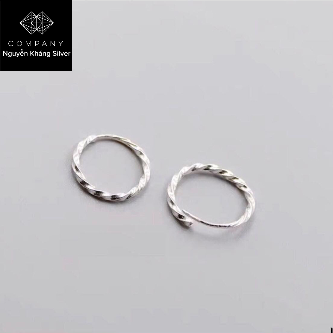 1 đôi Khuyên tròn trơn bạc ta kiểu dáng basic