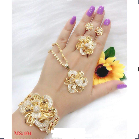 Bộ trang sức hoa xoắn mạ vàng cao cấp