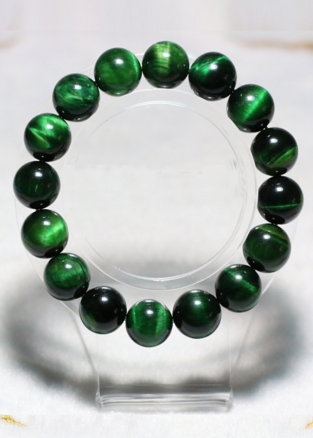 [HCM]Vòng tay đá mắt hổ xanh lá 12ly