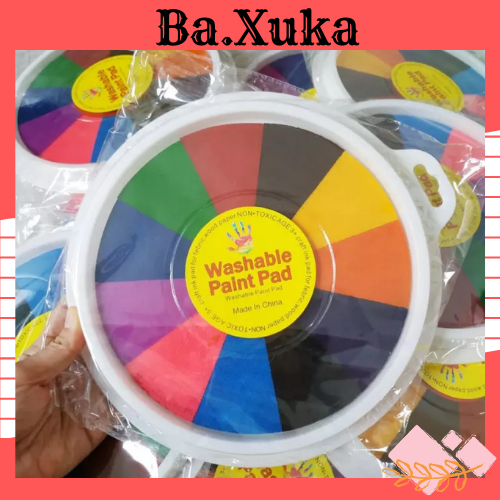 Màu vân tay cho bé màu vẽ vân tay set 12 màu TẶNG kèm tranh cho bé J07