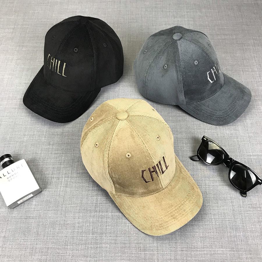 [HCM]Nón Kết Mũ Lưỡi Trai Vải Nhung Gân Thêu CHILL [ 1 Chiếc ]