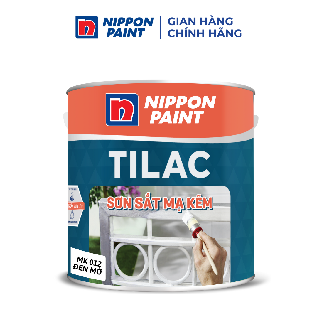 Sơn dầu TILAC sơn sắt mạ kẽm (2IN1) màu Đen  Mờ MK012 - Hàng chính hãng Nippon Paint - Dung tích  0.8L