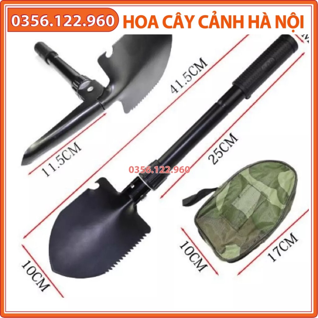 Xẻng gấp quân dụng đa năng 5 trong 1, nhỏ gọn, tiện lợi cao cấp dành cho đi phượt, dã ngoại, làm vườn, ...