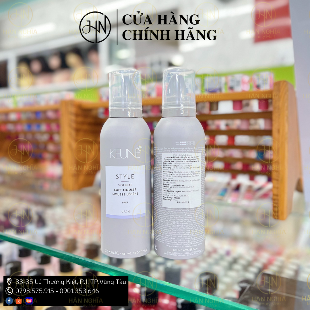 Mousse, Gôm xịt tạo kiểu tóc loại mềm Keune Style Soft Mousse 200ml no44 tạo kiểu, giữ mềm nếp tóc, sắc nét và làm tóc bóng mượt dụng cụ làm tóc chuyên nghiệp salon barber